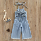 Denim Back Bow Jumpsuit