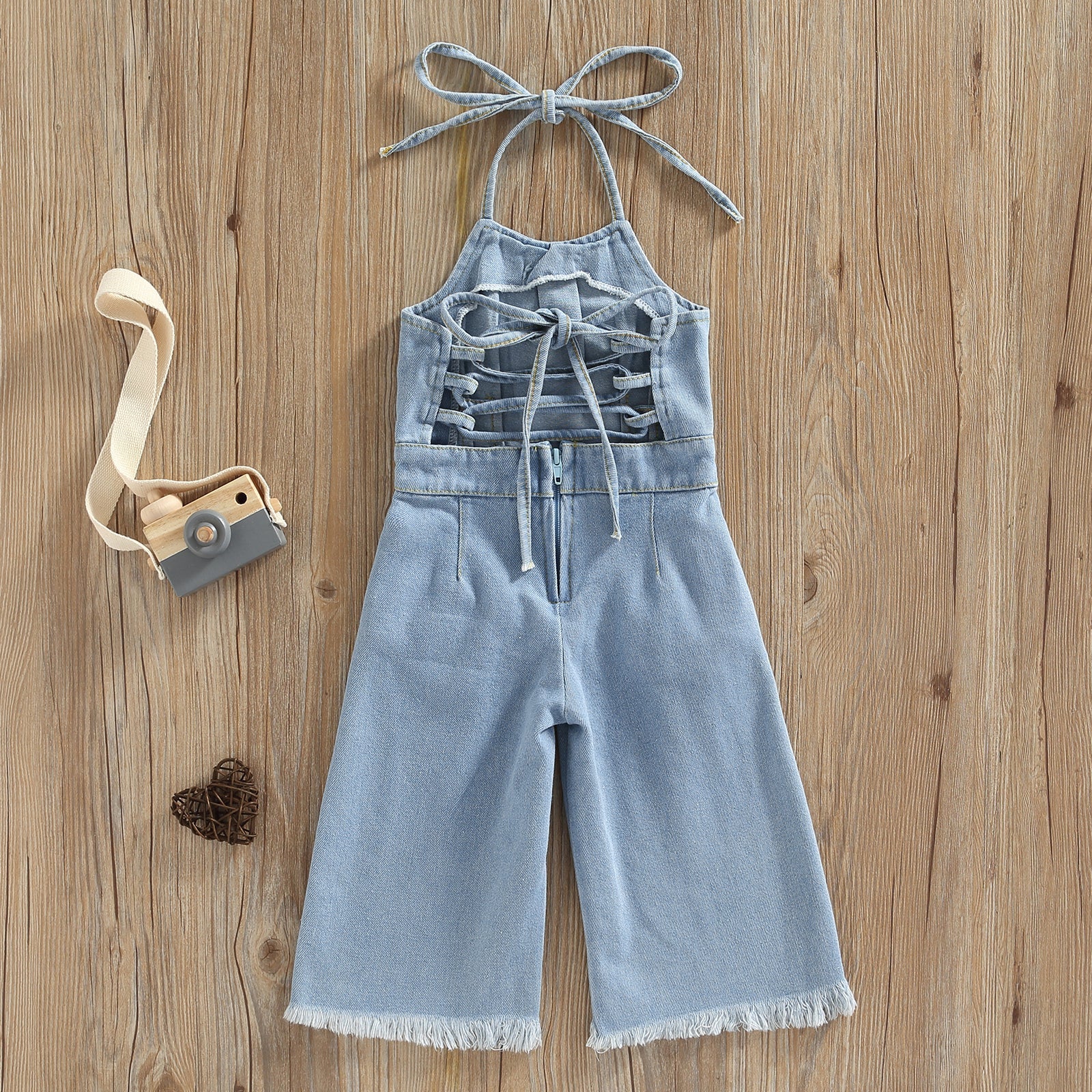 Denim Back Bow Jumpsuit