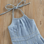 Denim Back Bow Jumpsuit