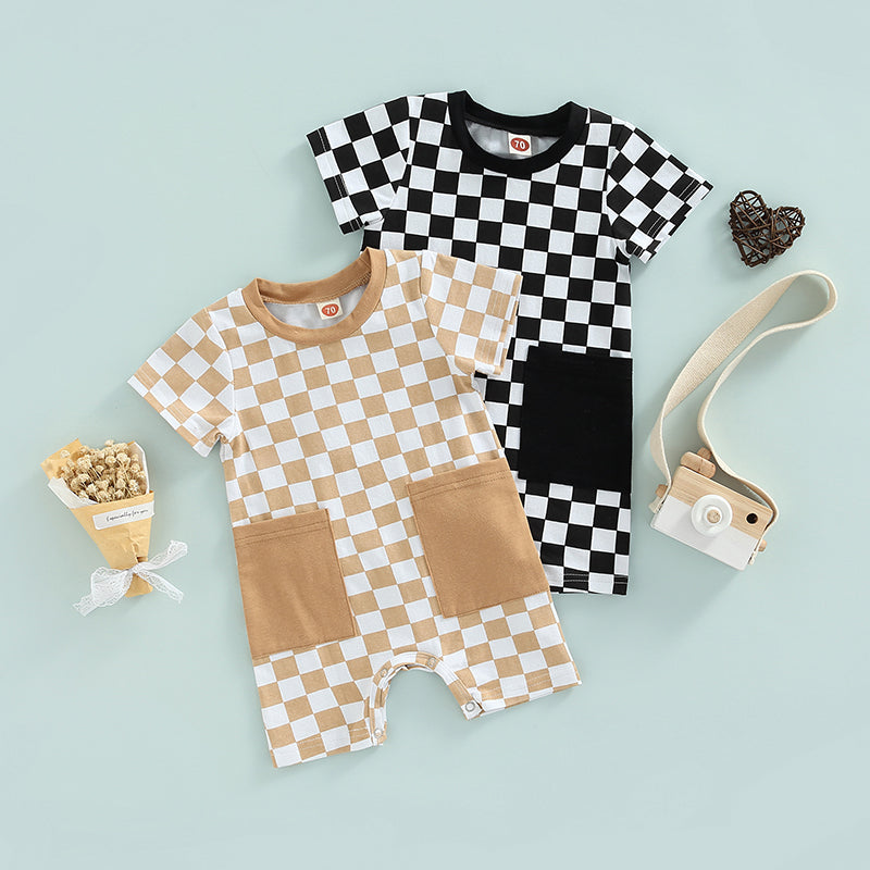 Checkered Pocket Romper