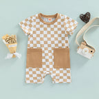 Checkered Pocket Romper