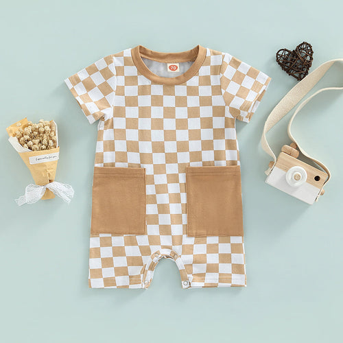 Checkered Pocket Romper