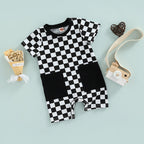 Checkered Pocket Romper