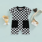 Checkered Pocket Romper