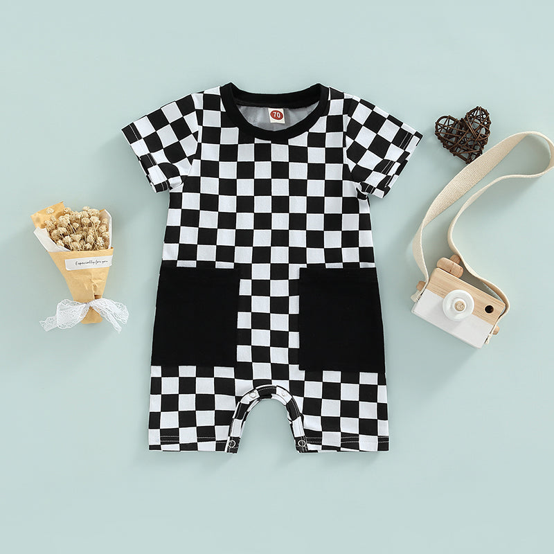 Checkered Pocket Romper