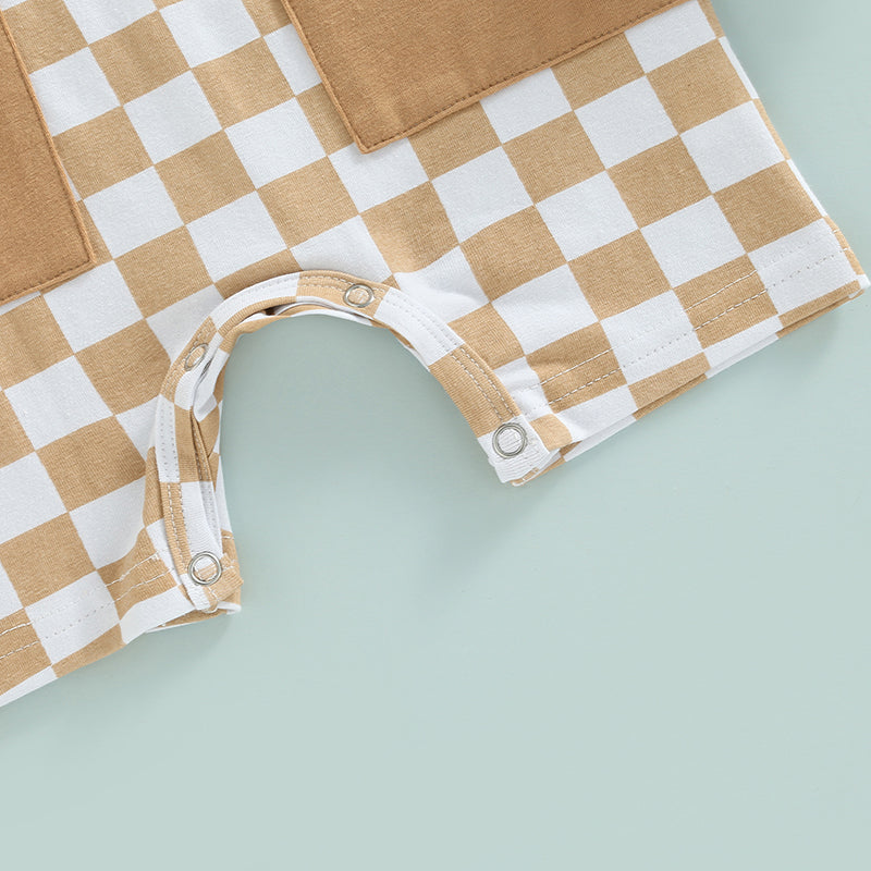 Checkered Pocket Romper
