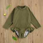 Solid Long Sleeve Swimsuit