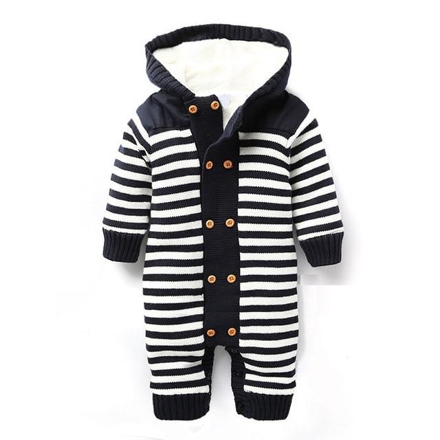 Striped Winter Knitted Romper (Multiple Colors)