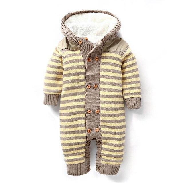 Striped Winter Knitted Romper (Multiple Colors)