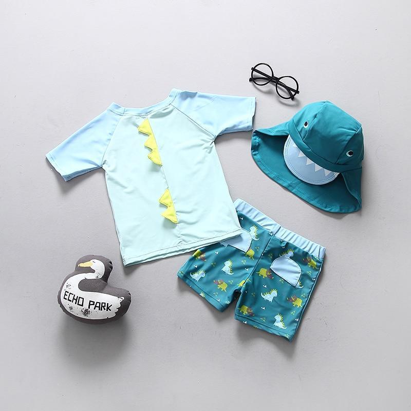 Dinosaur Swim T-Shirt Shorts Cap Set