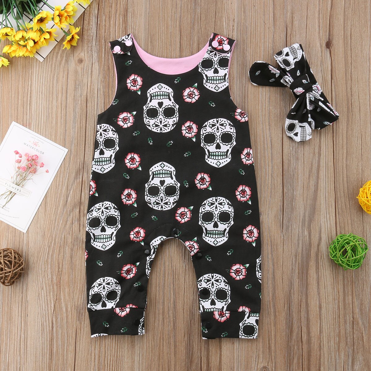 Floral Skull Romper