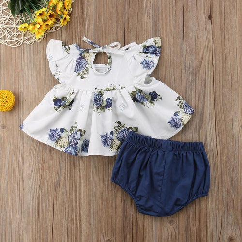 Blue Floral Swing Blouse Bloomers Outfit