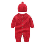 Knitted Romper with Hat (Multiple Colors)