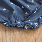 Blue Heart Romper Bow Headband Set