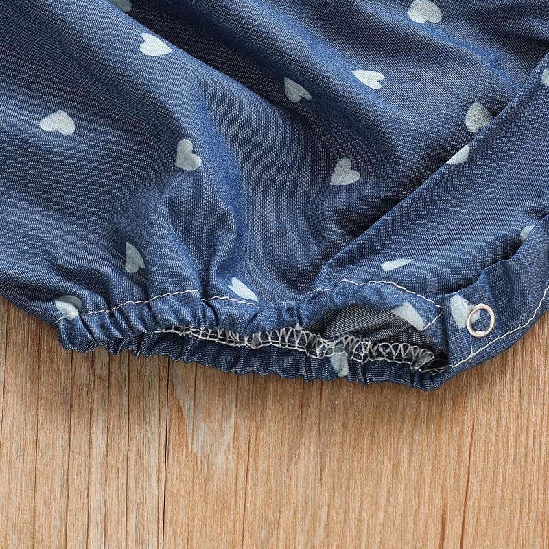 Blue Heart Romper Bow Headband Set