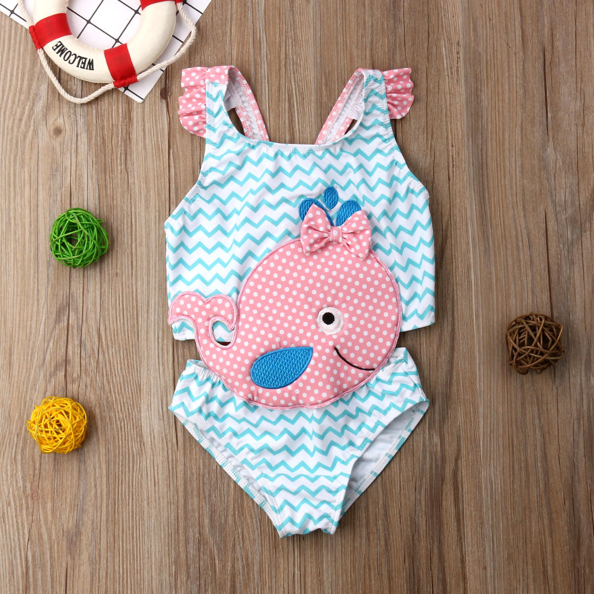 One Piece Chevron Whale Swimsuit