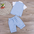 Gentleman Plaid Bow Tie Shirt Waistcoat Shorts Outfit (2 Colors)