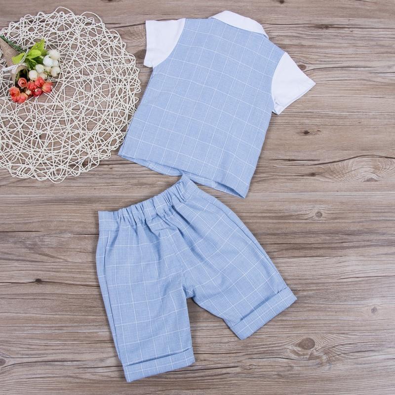 Gentleman Plaid Bow Tie Shirt Waistcoat Shorts Outfit (2 Colors)