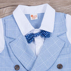 Gentleman Plaid Bow Tie Shirt Waistcoat Shorts Outfit (2 Colors)