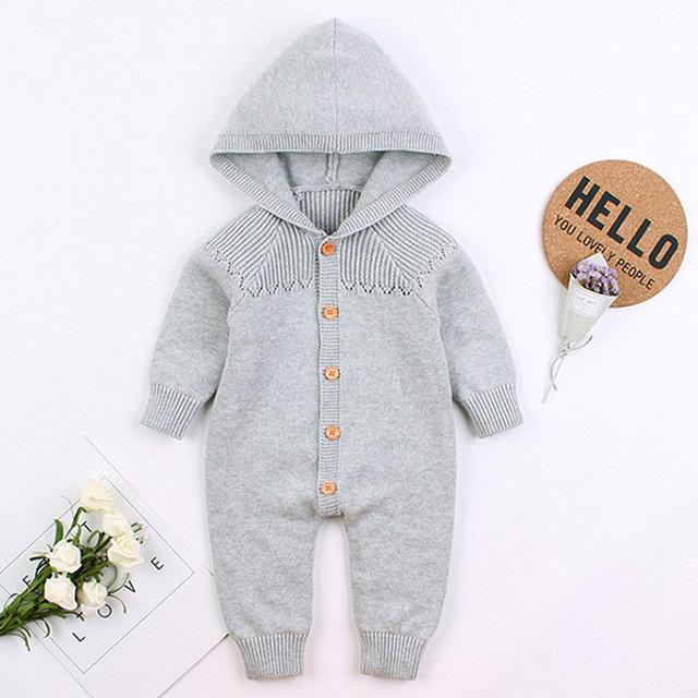 Knitted Sweater Hoodie Romper (2 Colors)