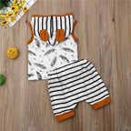 Striped Hooded Top Shorts Outfit
