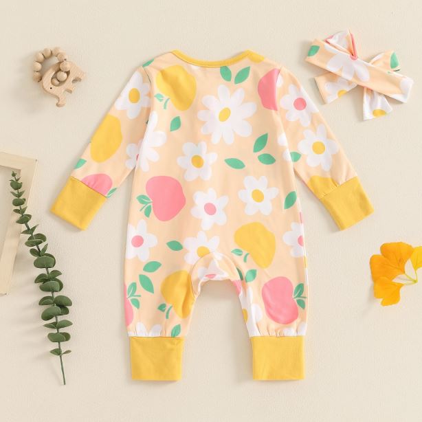 Floral Apple Onesie & Bow