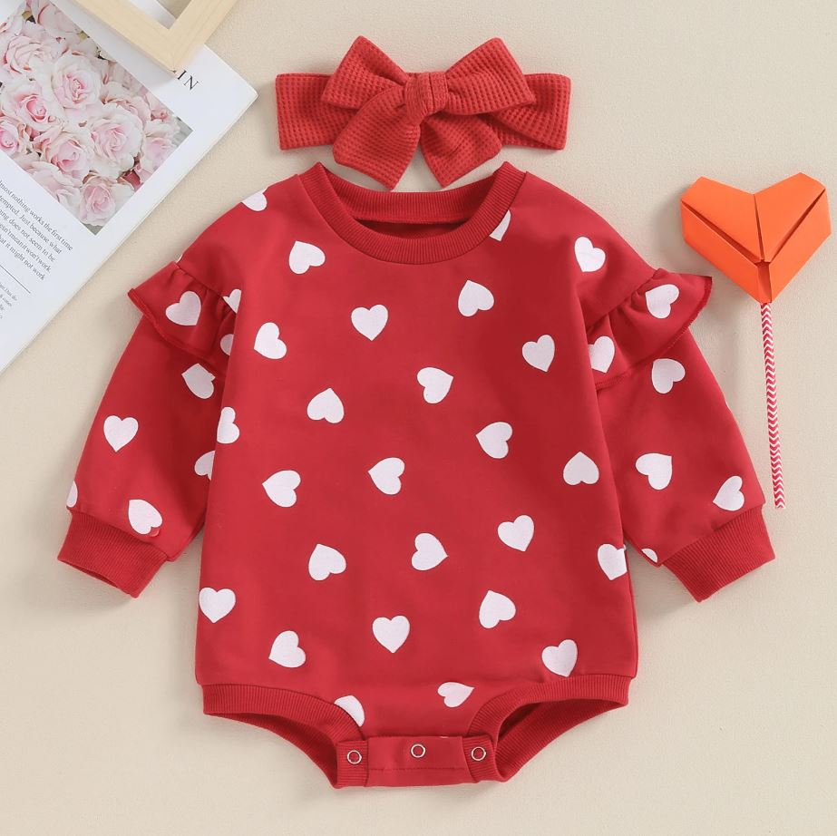 Heart Ruffle Onesie & Bow