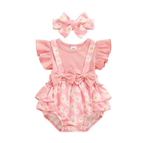 Ruffled Daisy Mae Romper & Bow