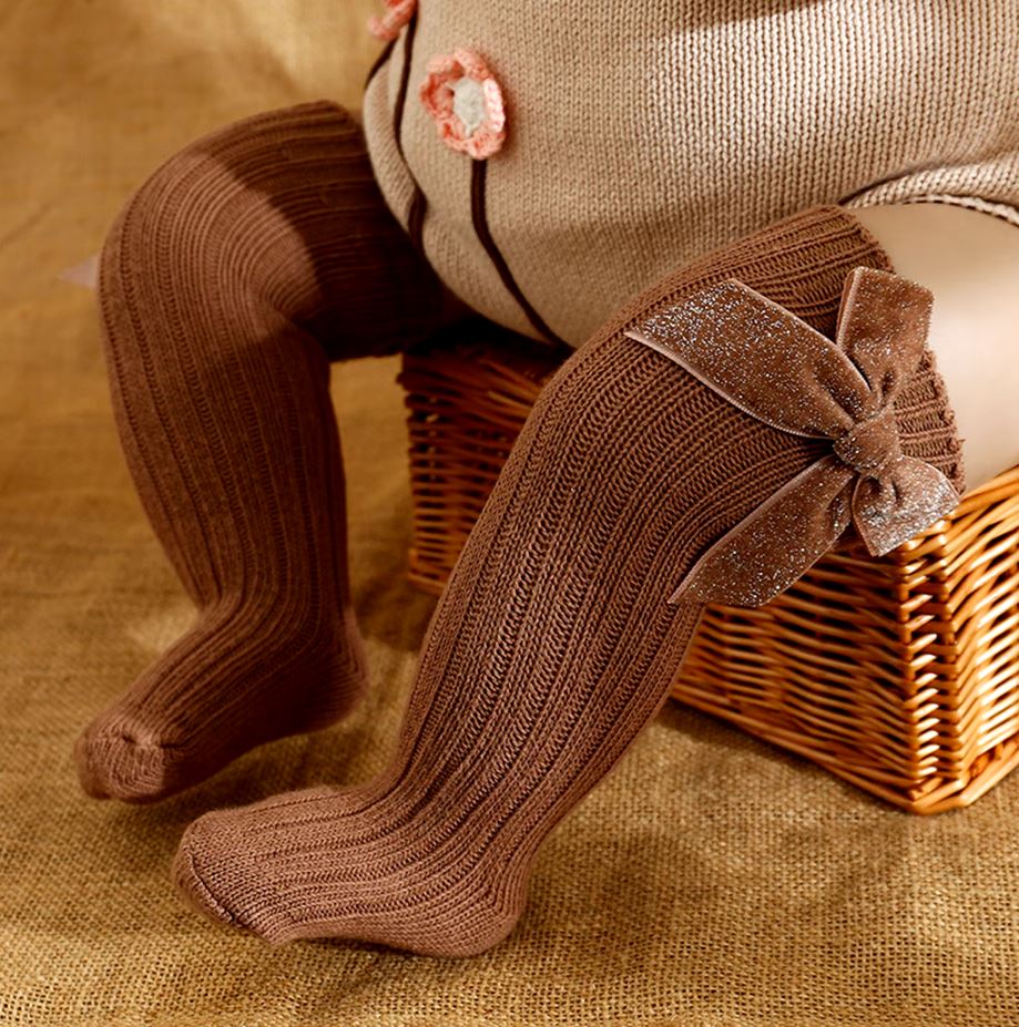 Glitter Bow Over the Knee Socks