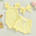Ribbed Flutter Onesie with Shorts & Bow
