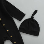 Button Baby Solid Footie Onesie with Hat