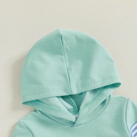 Striped Color Patch Hoodie Outfit