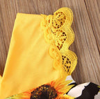 Striped Sunflower Romper Dress with Headband