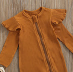 Solid Ribbed Footie Onesie with Bow