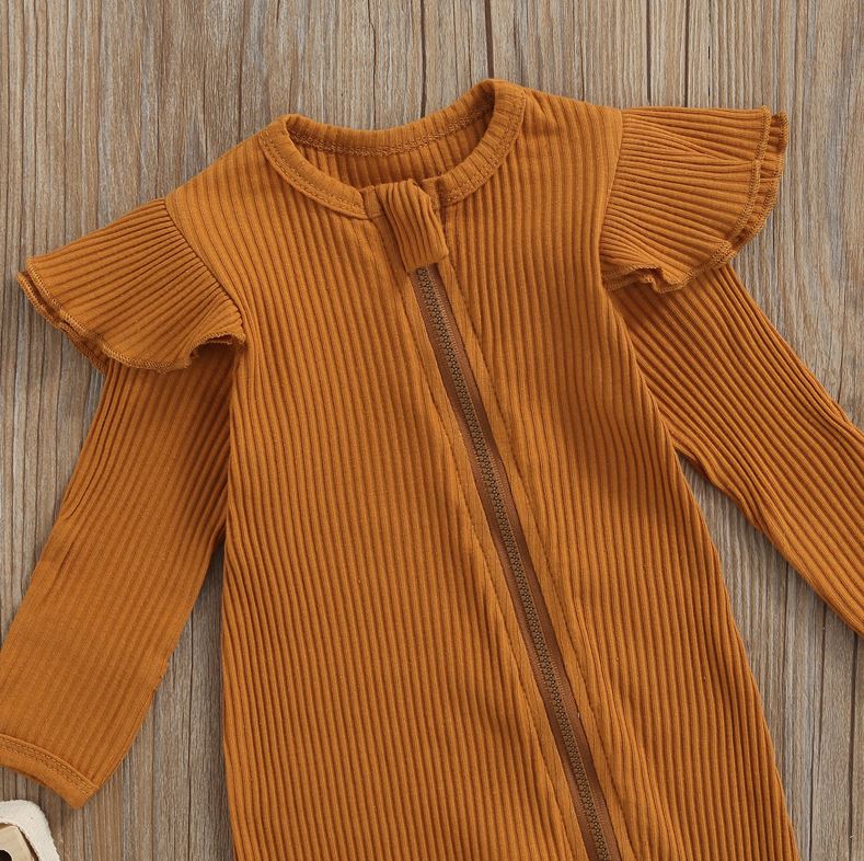 Solid Ribbed Footie Onesie with Bow