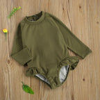Solid Long Sleeve Swimsuit