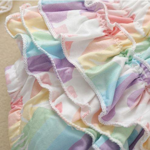 Rainbow Striped Dinosaur Romper