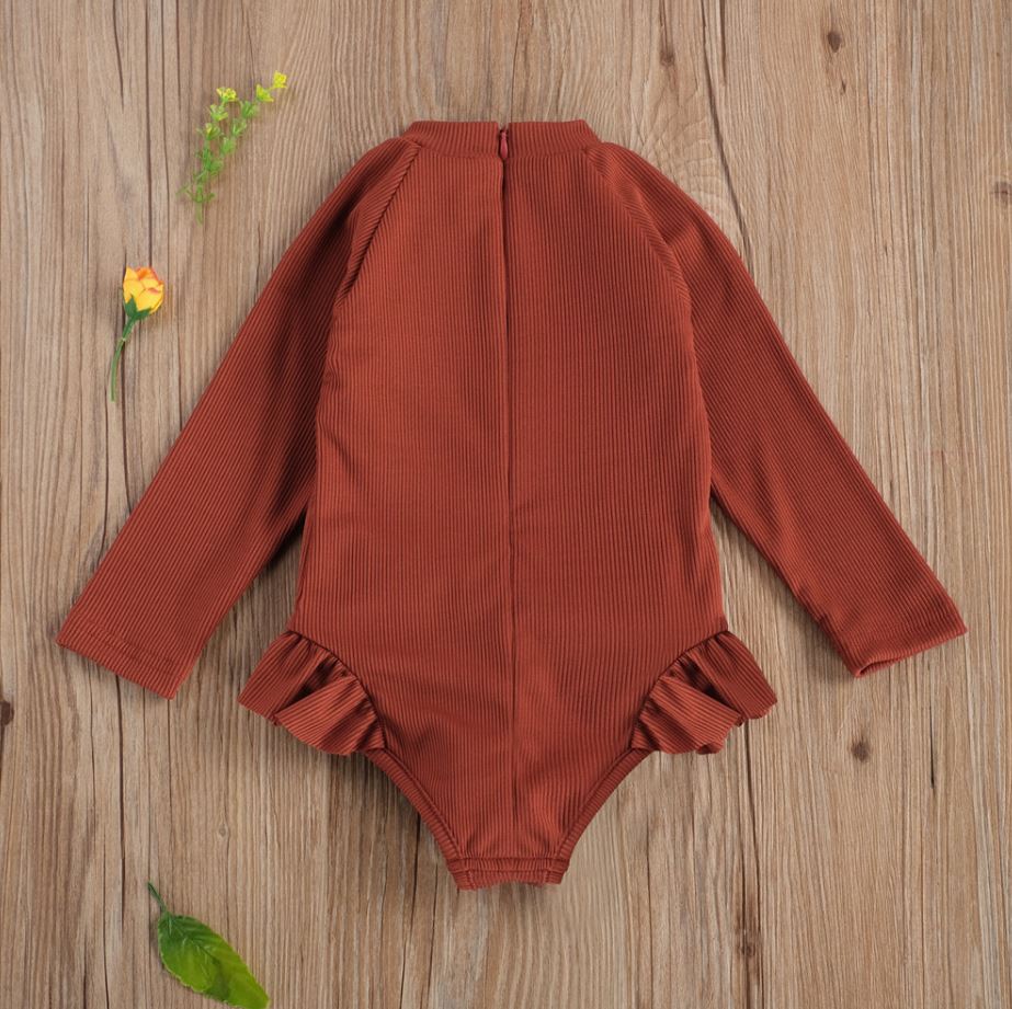 Solid Long Sleeve Swimsuit