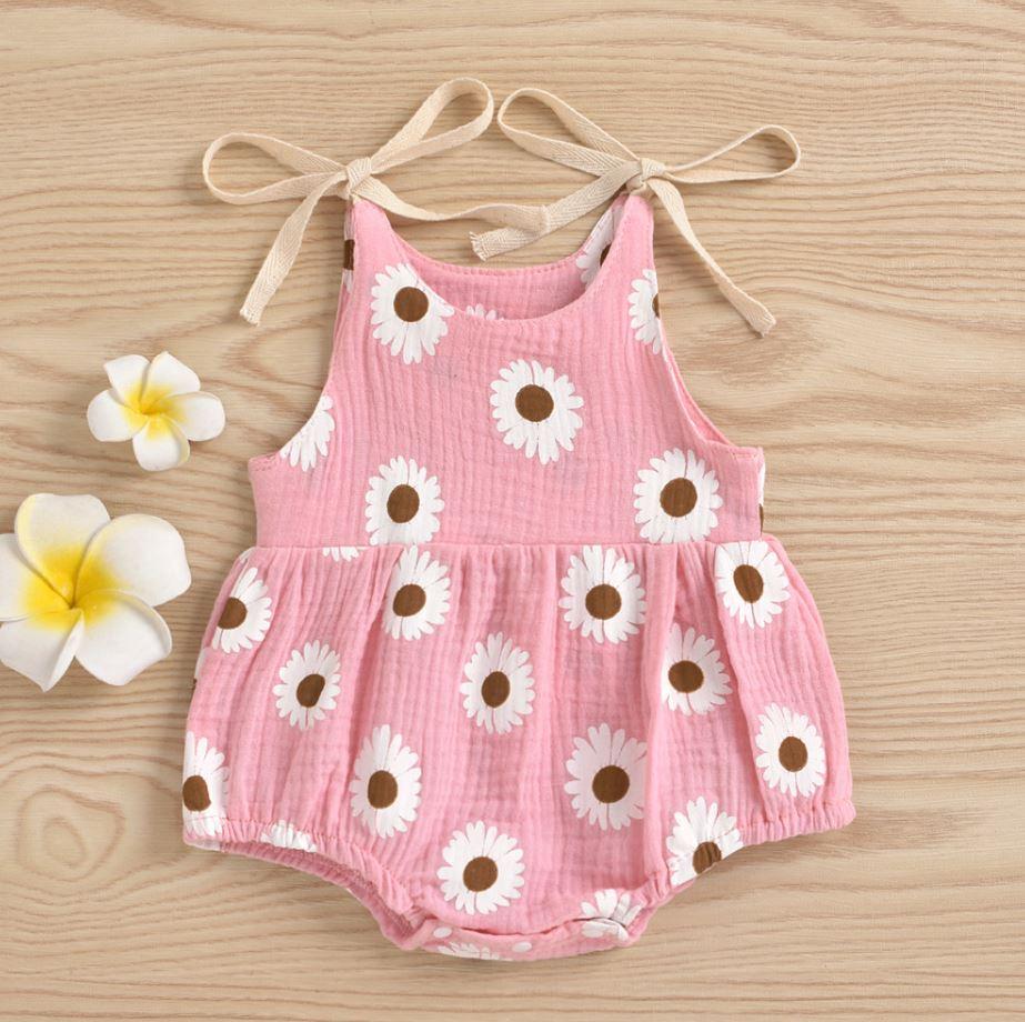 Shoulder Tie Daisy Romper