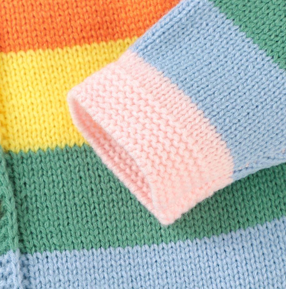 Color Striped Buttoned Cardigan (4 Colors)