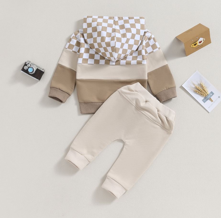 Checkered Hoodie & Pants Outfit