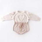 Long Sleeve Heart Knitted Romper