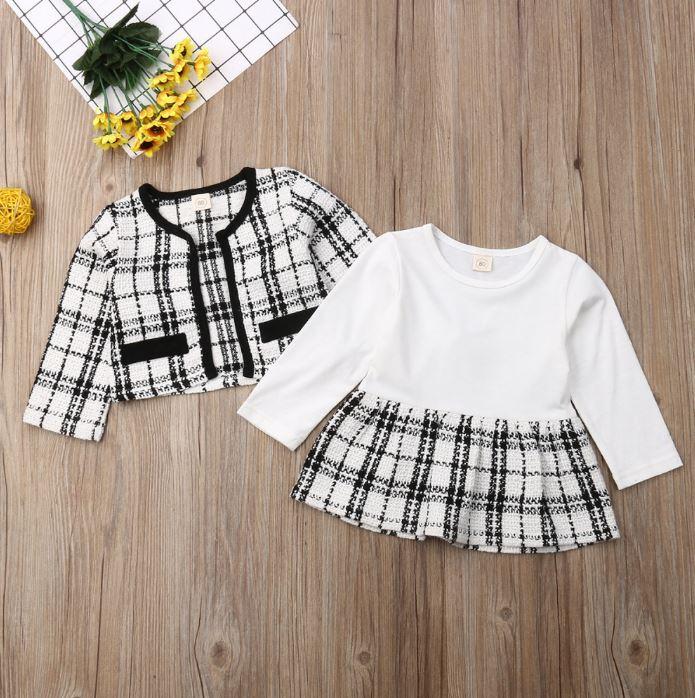 Plaid Dress with Overcoat
