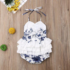 Blue Flower Ruffle Romper
