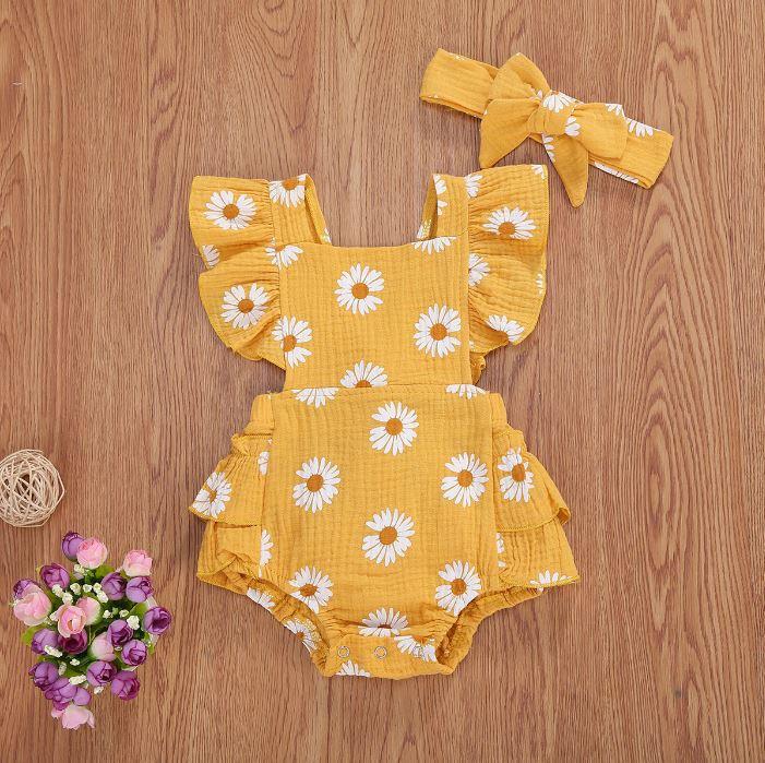 Floral Ruffled Daisy Romper